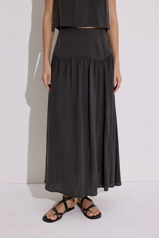 Modal Ruched Maxi Skirt Anthracite