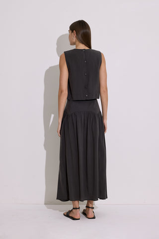 Modal Ruched Maxi Skirt Anthracite