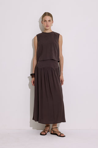 Modal Sleeveless Top Dark Brown
