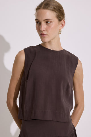 Modal Sleeveless Top Dark Brown