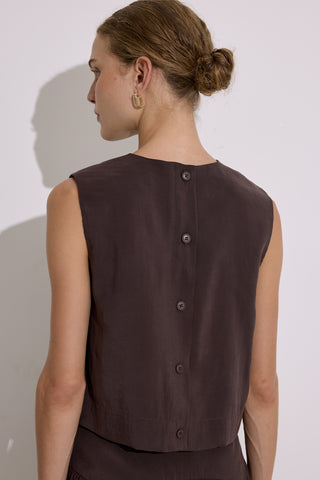 Modal Sleeveless Top Dark Brown