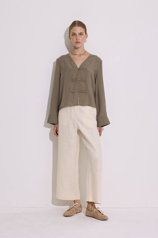 Modal Wide Sleeve Blouse Khaki