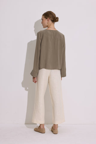 Modal Wide Sleeve Blouse Khaki