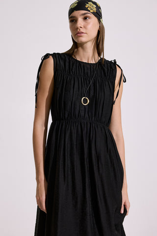 Ruched Tie Dress Black