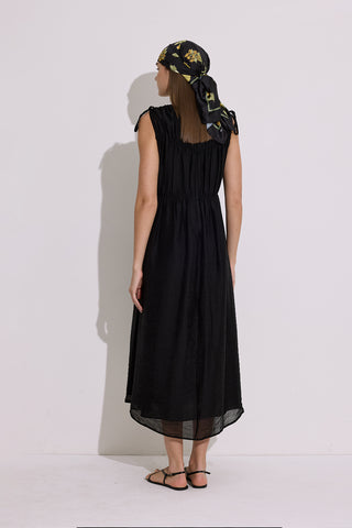 Ruched Tie Dress Black