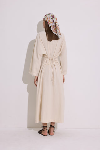 Textured Stripe Detail Dress Natural