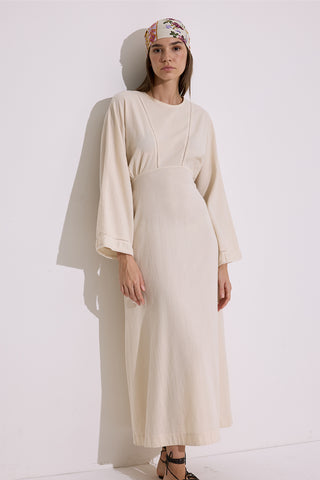 Textured Stripe Detail Dress Natural