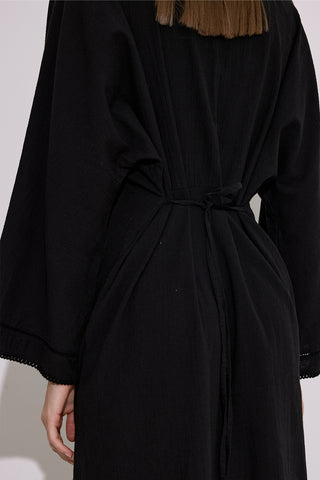 Textured Stripe Detail Dress Black