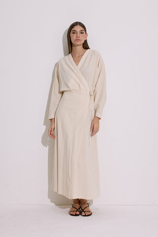 Textured Wrap Dress Natural
