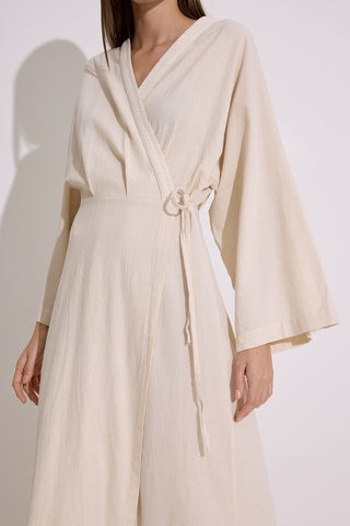 Textured Wrap Dress Natural