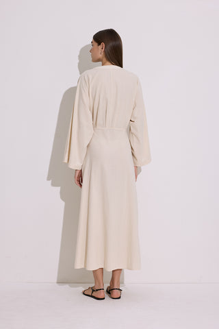Textured Wrap Dress Natural