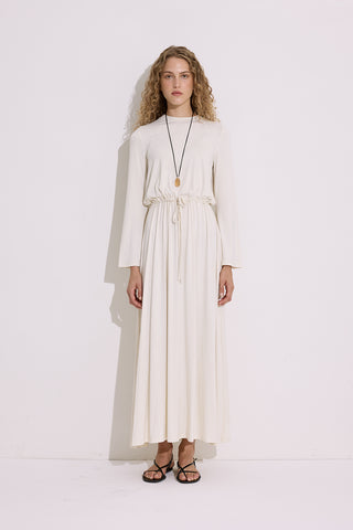 Draped Long Sleeve Dress Pearl