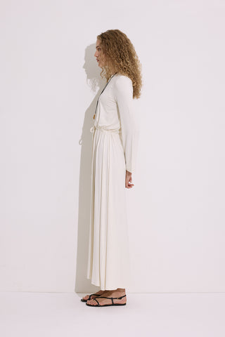 Draped Long Sleeve Dress Pearl