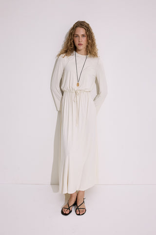 Draped Long Sleeve Dress Pearl
