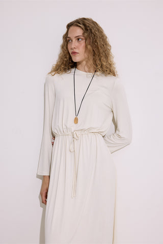 Draped Long Sleeve Dress Pearl