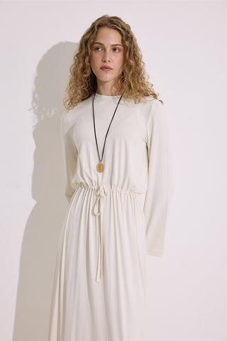 Draped Long Sleeve Dress Pearl