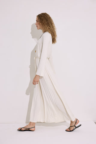 Draped Long Sleeve Dress Pearl