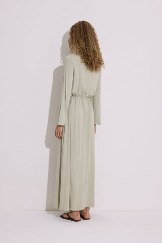 Draped Long Sleeve Dress Pastel Green