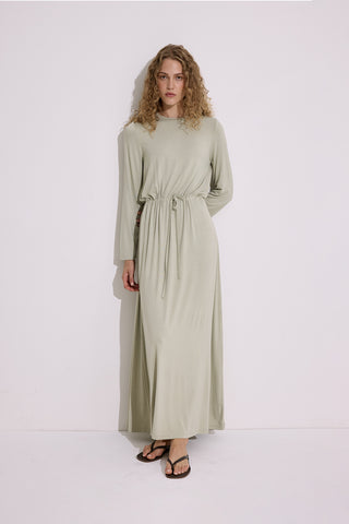 Draped Long Sleeve Dress Pastel Green