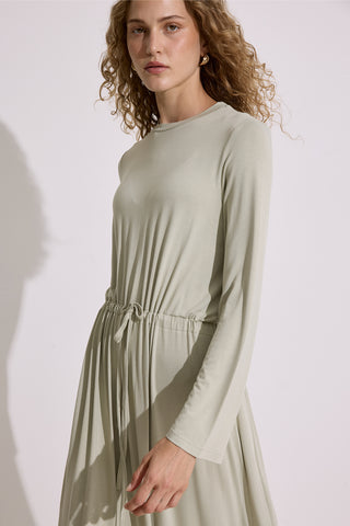 Draped Long Sleeve Dress Pastel Green