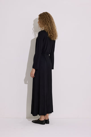 Draped Long Sleeve Dress Black