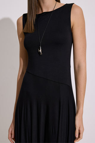Draped Sleeveless Dress Black