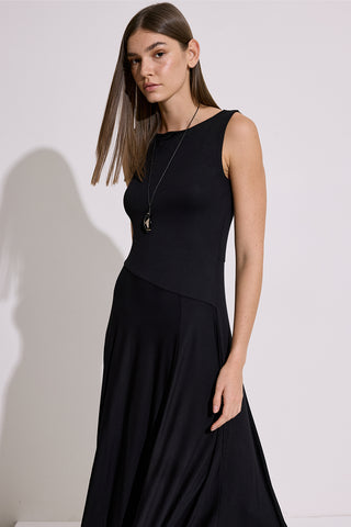 Draped Sleeveless Dress Black