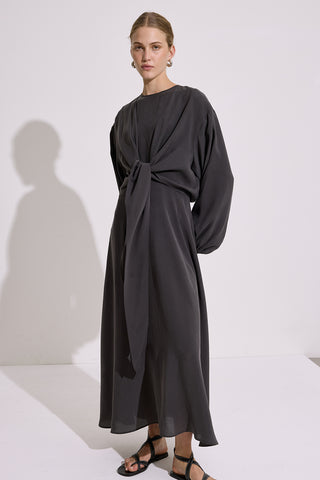 Modal Long Sleeve Wrap Dress Anthracite