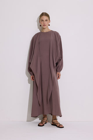 Modal Long Sleeve Wrap Dress Dusty Rose
