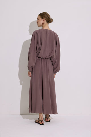 Modal Long Sleeve Wrap Dress Dusty Rose