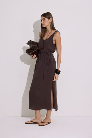Modal Sleeveless Dress Dark Brown