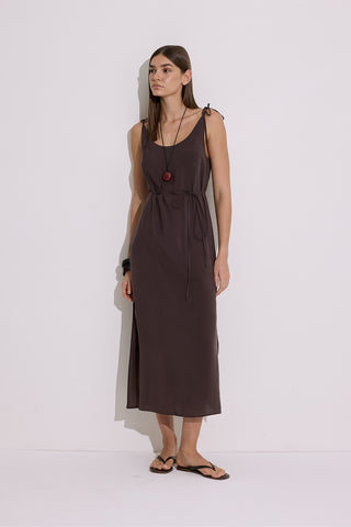 Modal Sleeveless Dress Dark Brown