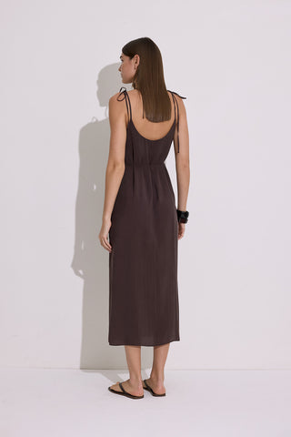 Modal Sleeveless Dress Dark Brown