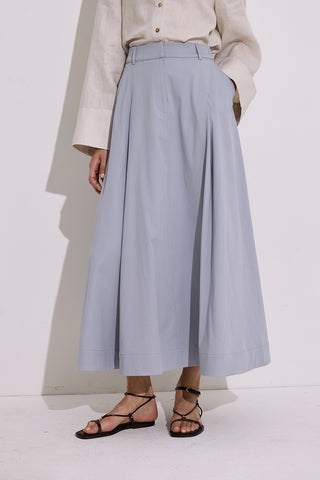 Pocket-Detail Wide Skirt Indigo