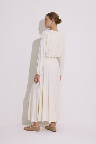 Draped Balloon Blouse Pearl