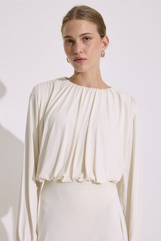 Draped Balloon Blouse Pearl
