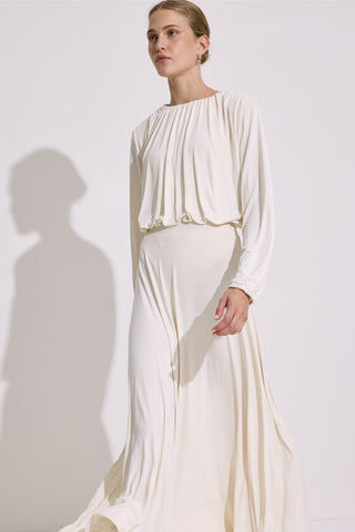 Draped Balloon Blouse Pearl