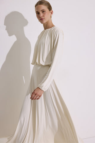 Draped Balloon Blouse Pearl