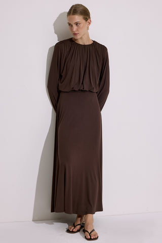 Draped Balloon Blouse Brown