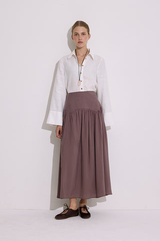 Modal Ruched Maxi Skirt Dusty Rose
