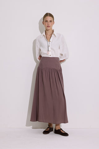 Modal Ruched Maxi Skirt Dusty Rose