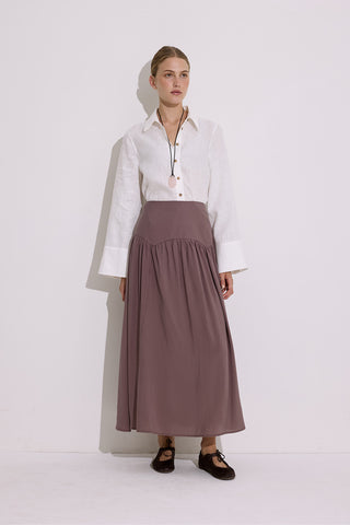 Modal Ruched Maxi Skirt Dusty Rose