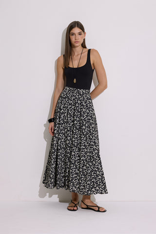 Patterned Flared Skirt Daisy