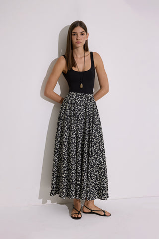Patterned Flared Skirt Daisy