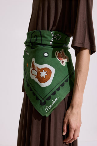 Patterned Cotton Scarf Liberty Green