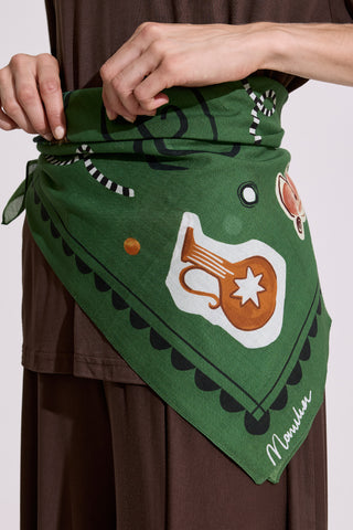 Patterned Cotton Scarf Liberty Green