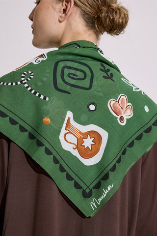 Patterned Cotton Scarf Liberty Green