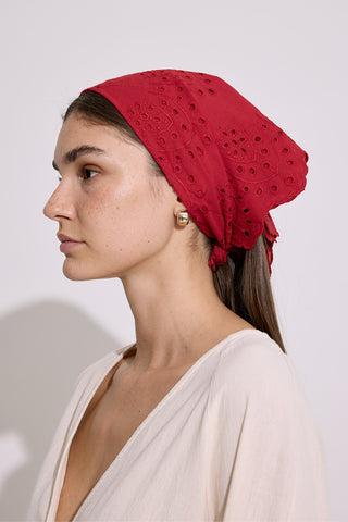 Broderie Scarf Red