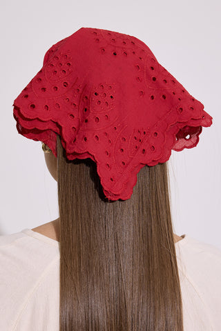 Broderie Scarf Red