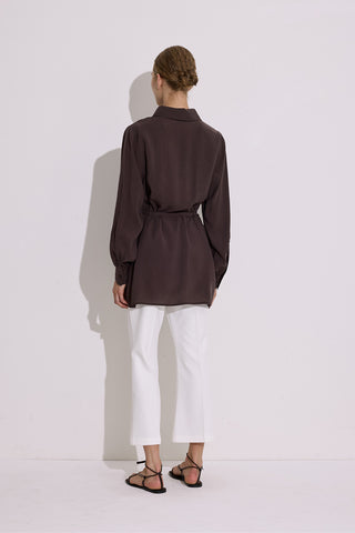 Modal Belted Shirt Dark Brown